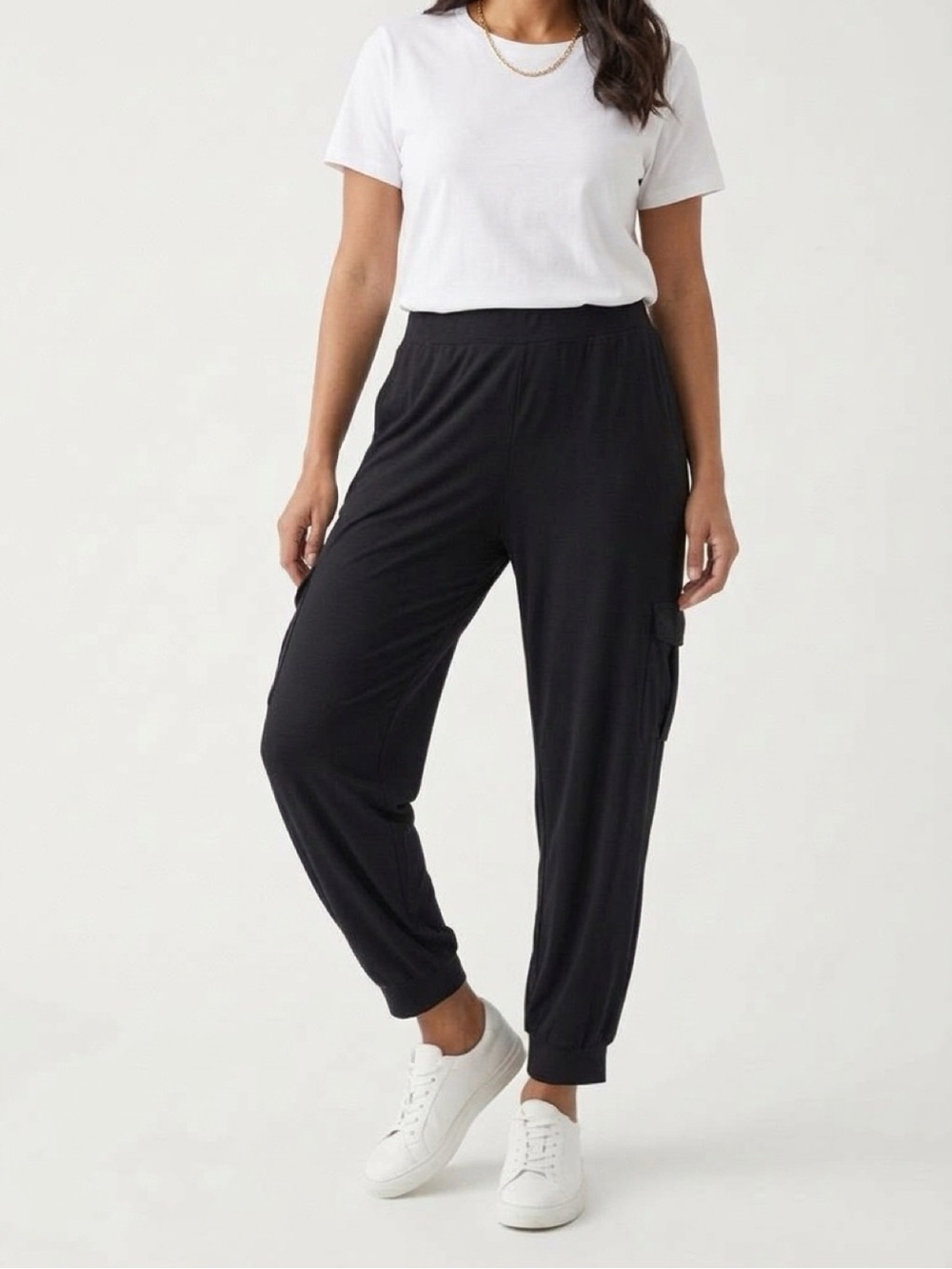 Lisa Rinna Collection Black Cargo Jogger Pants